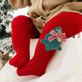 Christmas Glitter XMAS Tree Red Full Length Stockings/Tights for Christmas Party, Small 1-2 years - Little Surprise BoxChristmas Glitter XMAS Tree Red Full Length Stockings/Tights for Christmas Party, Small 1-2 years