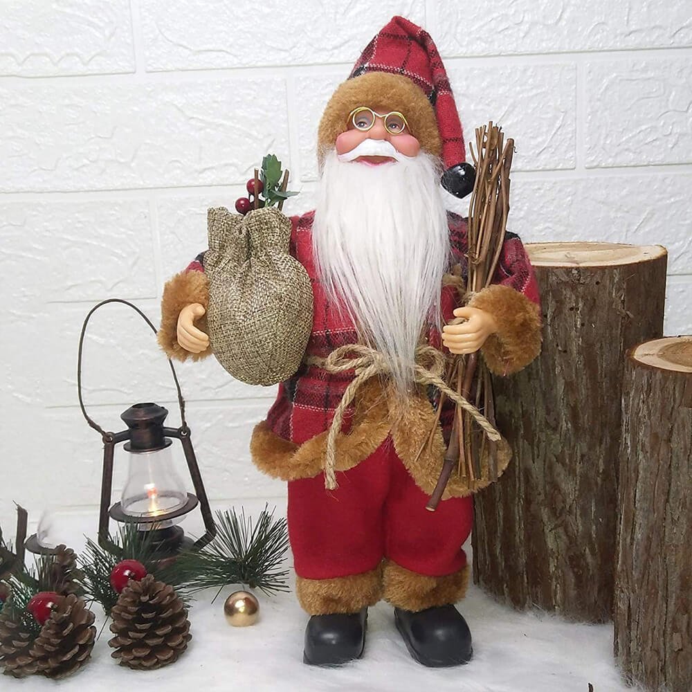 Classic Plaid outfit Self Standing Santa Claus Christmas Table Decor - Little Surprise BoxClassic Plaid outfit Self Standing Santa Claus Christmas Table Decor