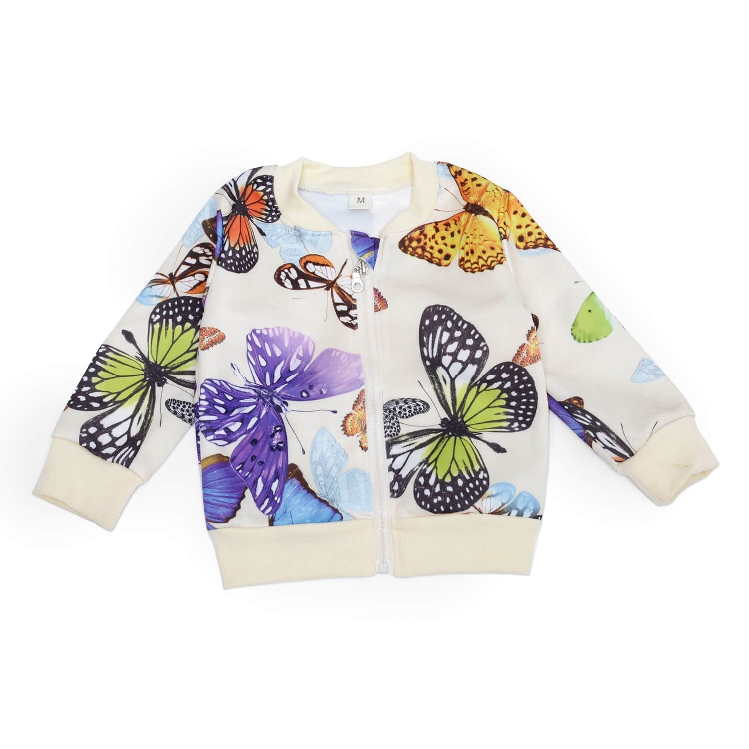 Cream Butterfly Kids Zipper Jacket and Track Pant set
