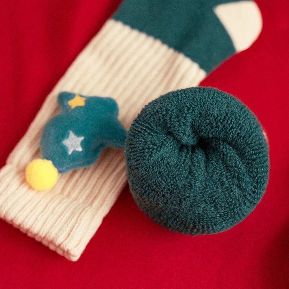 Cream & Green christmas Tree, 3d Pop up chrsitmas Ankle length socks for kids - Little Surprise BoxCream & Green christmas Tree, 3d Pop up chrsitmas Ankle length socks for kids