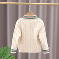 Cream & Green Ted Monogram V neck Winter Warmer Cardigan & Sweater for toddlers & Kids - Little Surprise BoxCream & Green Ted Monogram V neck Winter Warmer Cardigan & Sweater for toddlers & Kids