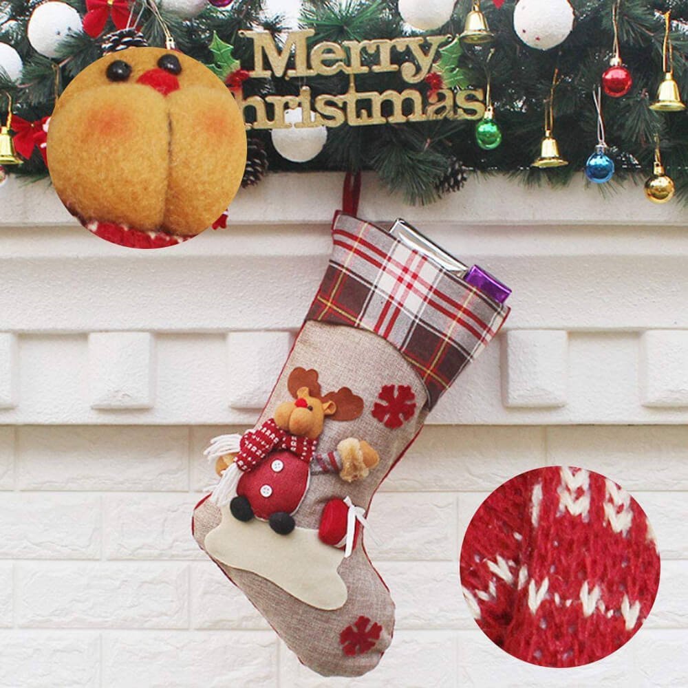 Cream Jute & Checks Style Rudolf & Gift - Little Surprise BoxCream Jute & Checks Style Rudolf & Gift