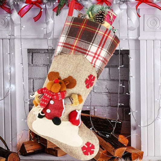 Cream Jute & Checks Style Rudolf & Gift - Little Surprise BoxCream Jute & Checks Style Rudolf & Gift