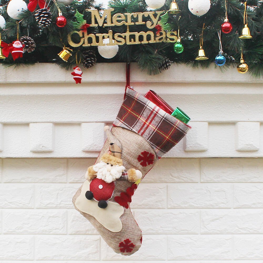 Cream Jute & Checks Style Santa & Tree - Little Surprise BoxCream Jute & Checks Style Santa & Tree