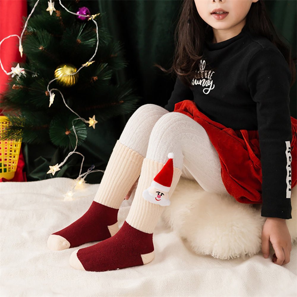Cream & Red Santa, 3d Pop up chrsitmas Ankle length socks for kids - Little Surprise BoxCream & Red Santa, 3d Pop up chrsitmas Ankle length socks for kids