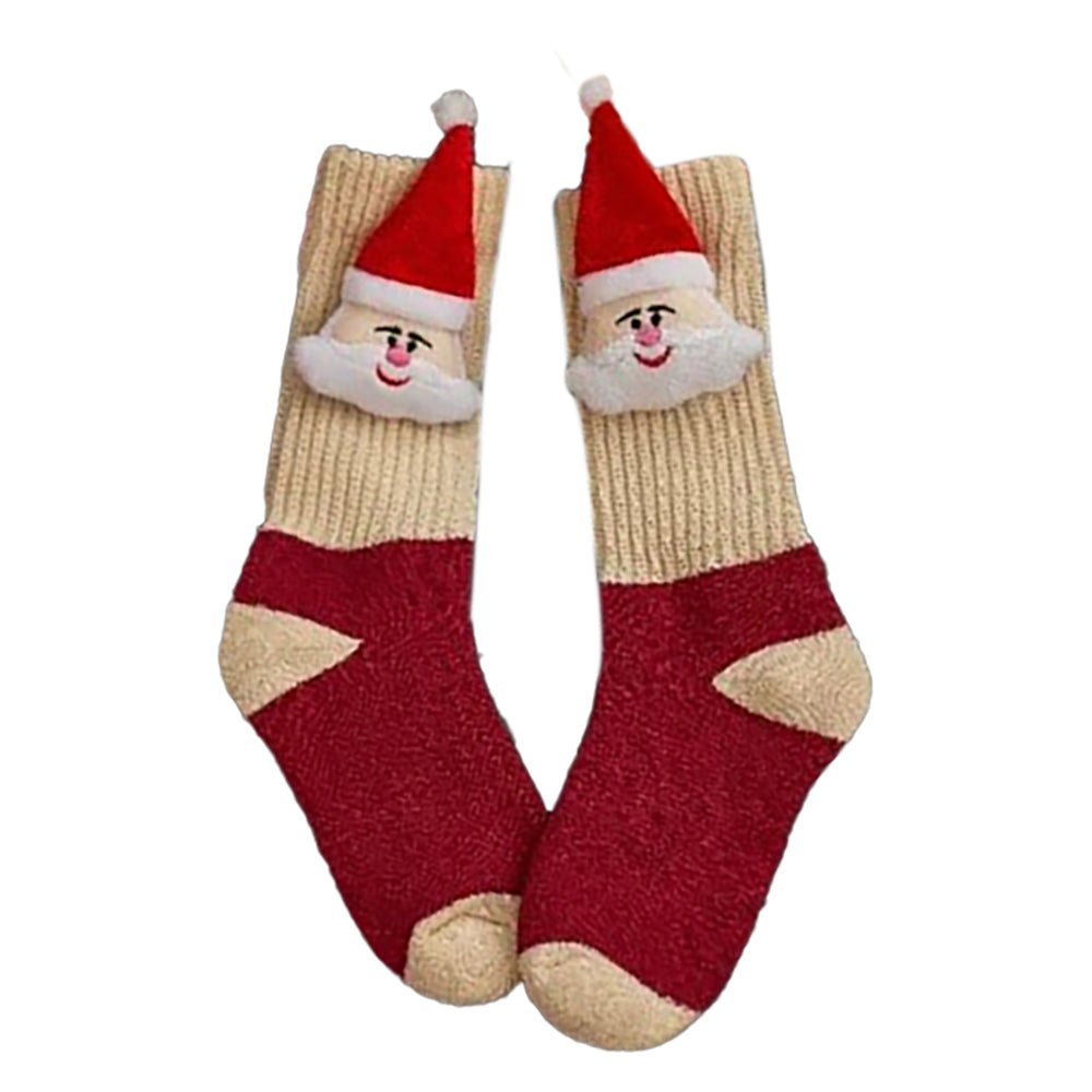 Cream & Red Santa, 3d Pop up chrsitmas Ankle length socks for kids - Little Surprise BoxCream & Red Santa, 3d Pop up chrsitmas Ankle length socks for kids