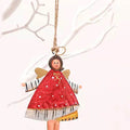 Cream & Red Standing Angel, Metal Christmas Tree Ornament - Little Surprise BoxCream & Red Standing Angel, Metal Christmas Tree Ornament