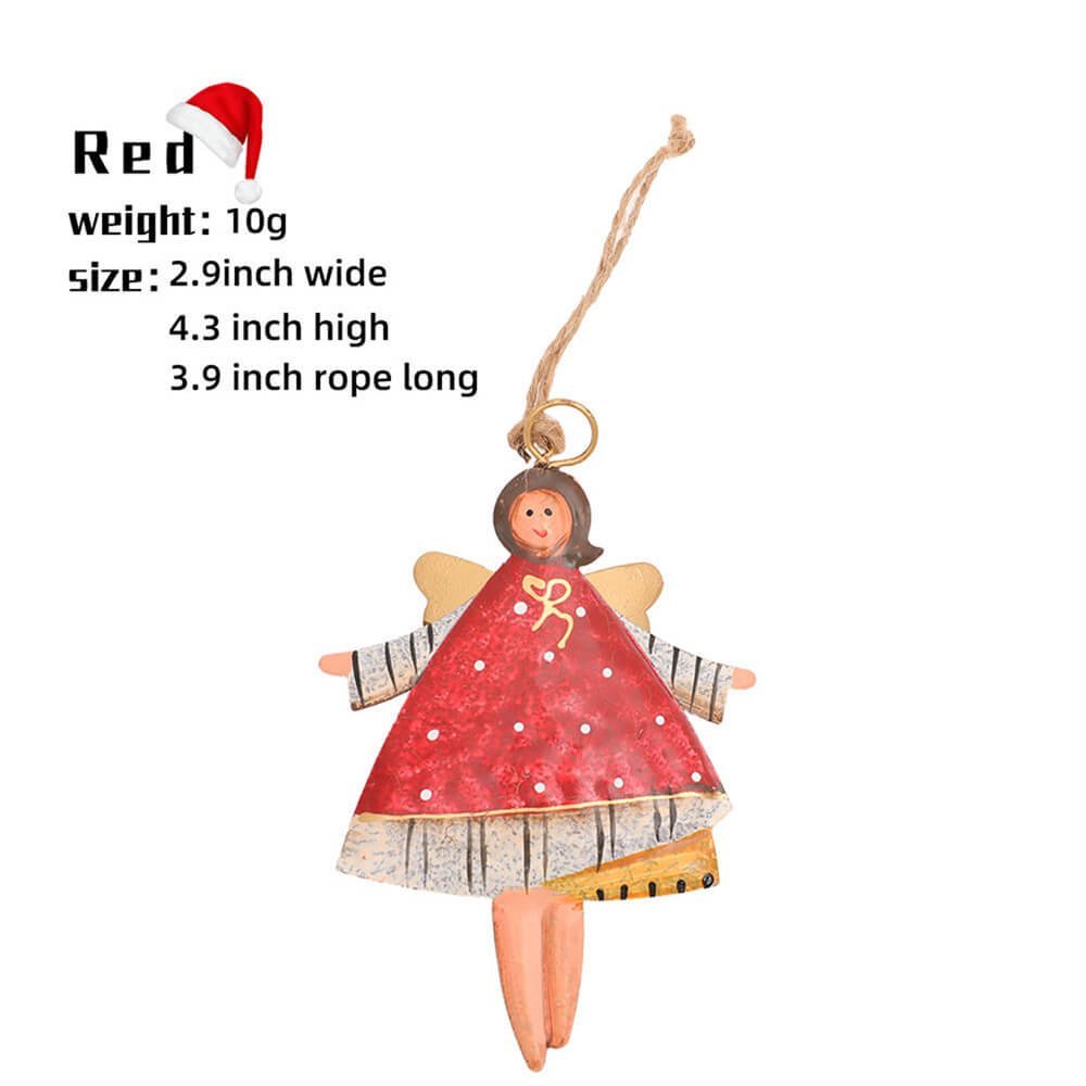 Cream & Red Standing Angel, Metal Christmas Tree Ornament - Little Surprise BoxCream & Red Standing Angel, Metal Christmas Tree Ornament