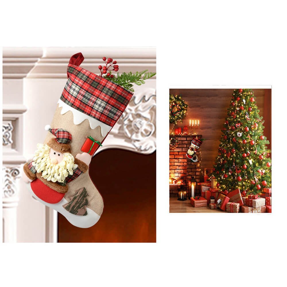 Cream Snowfall Jute & Checks Style Santa - Little Surprise BoxCream Snowfall Jute & Checks Style Santa