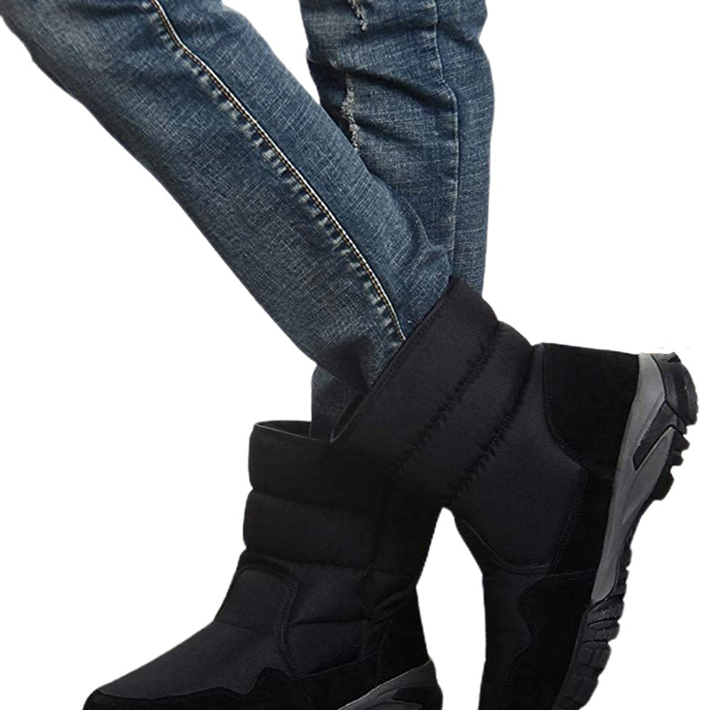 Dark Black Men Winter Snowboots
