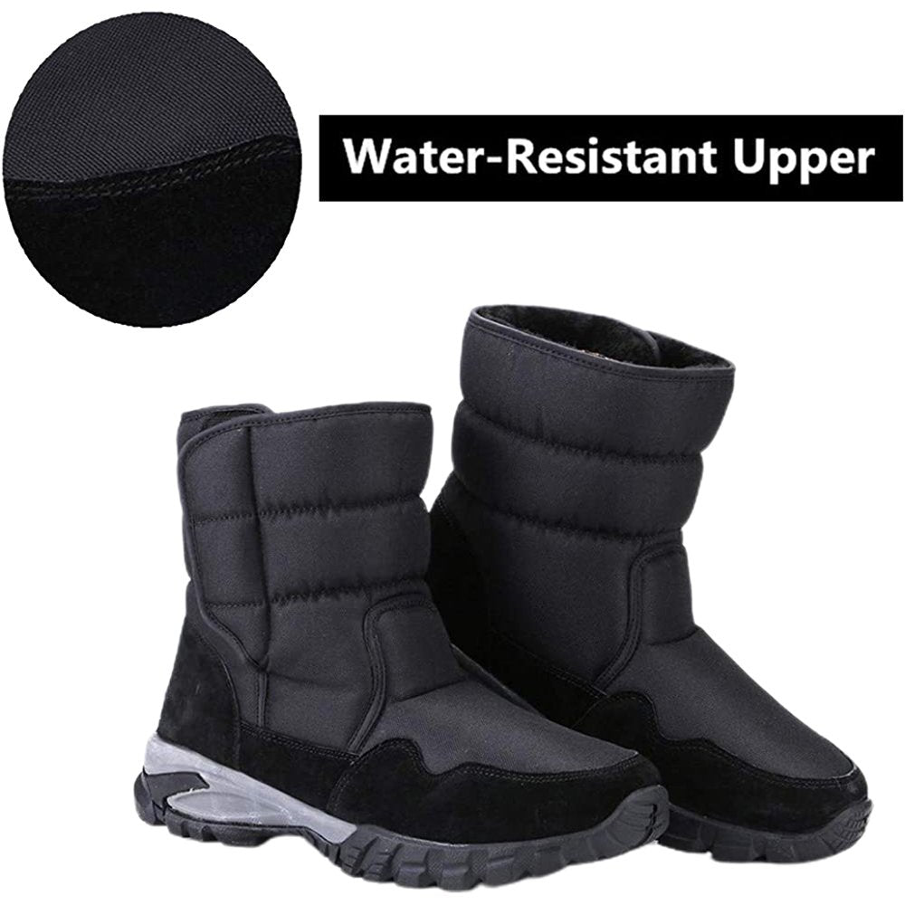 Dark Black Men Winter Snowboots