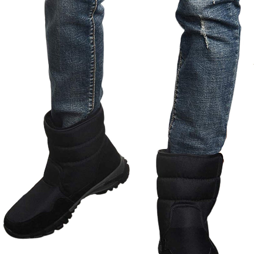 Dark Black Men Winter Snowboots