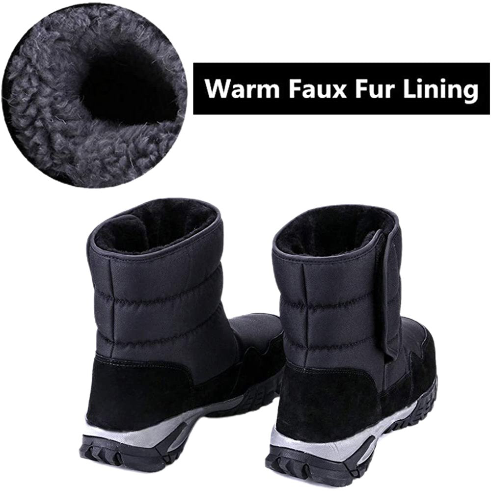 Dark Black Men Winter Snowboots