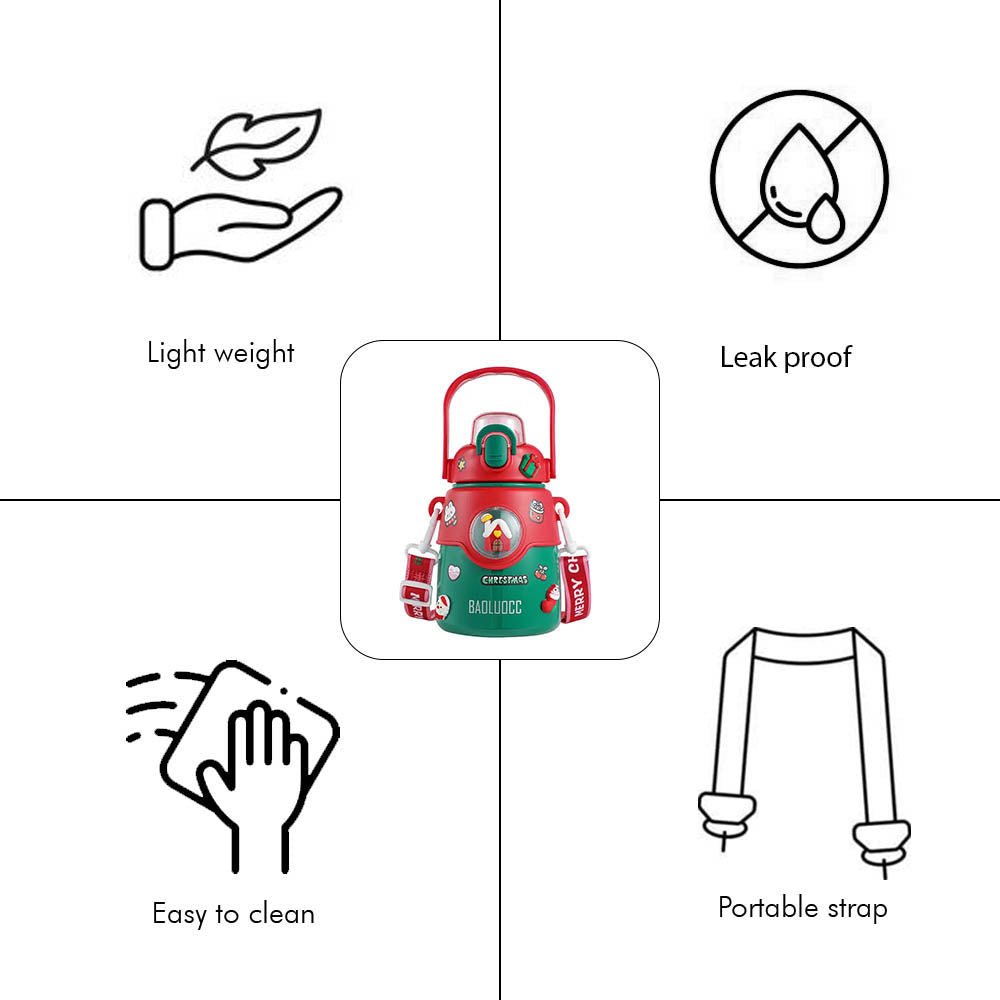 DIY Red Deer Stainless Steel Christmas Water Bottle for Kids, 850ml - Little Surprise BoxDIY Red Deer Stainless Steel Christmas Water Bottle for Kids, 850ml