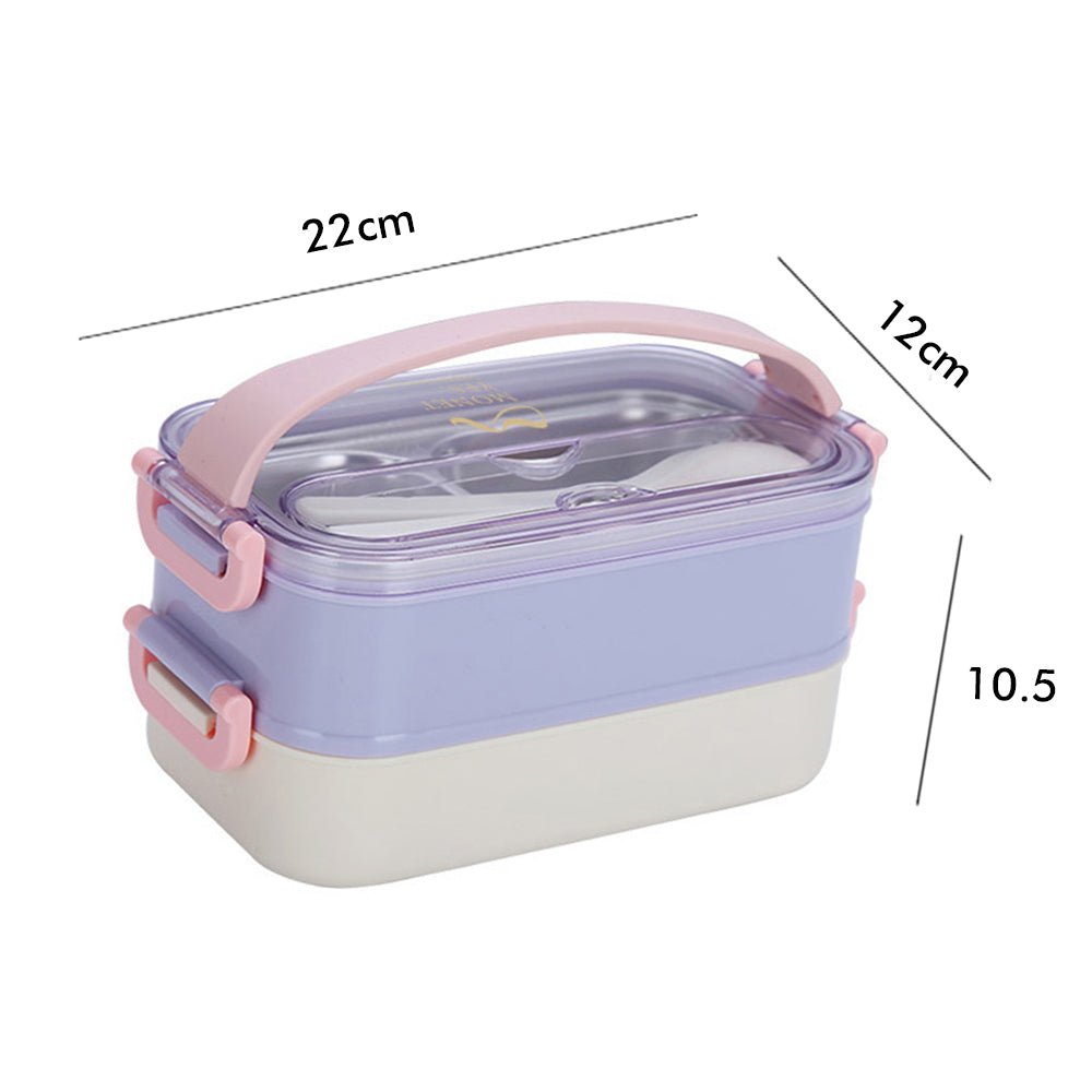Double Storey Curvy Handle Purple & Pink Stainless Steel Lunch /Tiffin Box for Kids - Little Surprise BoxDouble Storey Curvy Handle Purple & Pink Stainless Steel Lunch /Tiffin Box for Kids