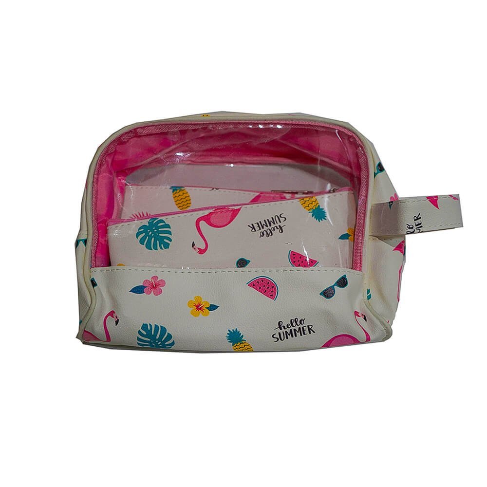 Flamingo Organizer | Toiletry Kit | Cosmetic Travel Pouch Set of 3