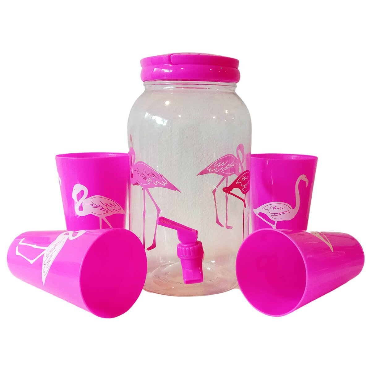 Flamingo Water Dispenser with 4 Glasses