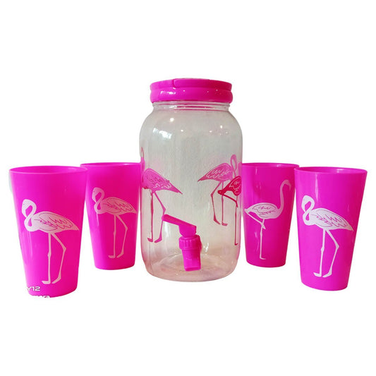 Flamingo Water Dispenser with 4 Glasses