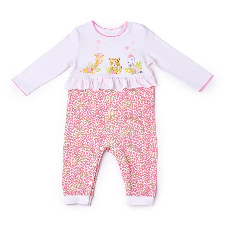 Floral Animal Print Romper, 1-2 years