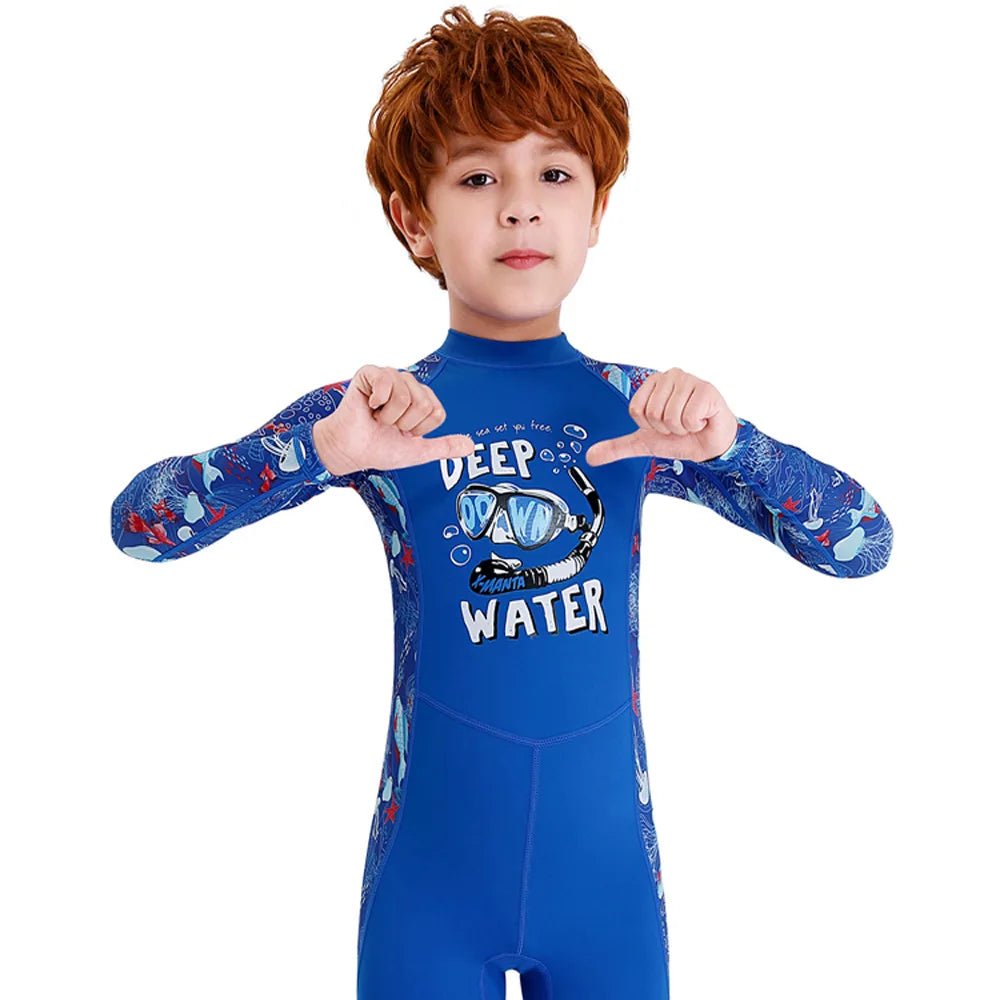 Full Sleeves Cobalt Blue Kids Swimwear Jellyfish printed Full Length UPF 50+ - Little Surprise BoxFull Sleeves Cobalt Blue Kids Swimwear Jellyfish printed Full Length UPF 50+