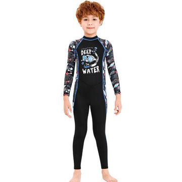 Full Sleeves Kids Swimwear Black Jelly Fish Sleeves Print, UPF 50+ with Cap - Little Surprise BoxFull Sleeves Kids Swimwear Black Jelly Fish Sleeves Print, UPF 50+ with Cap
