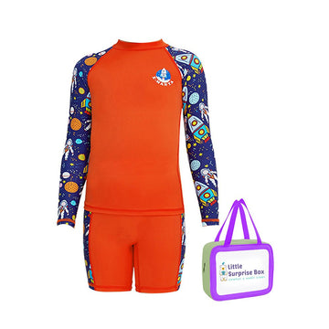 Full sleeves Shirts & Shorts set Swimwear , Space theme , UPF 50+ ( 2pc set ) - Little Surprise BoxFull sleeves Shirts & Shorts set Swimwear , Space theme , UPF 50+ ( 2pc set )