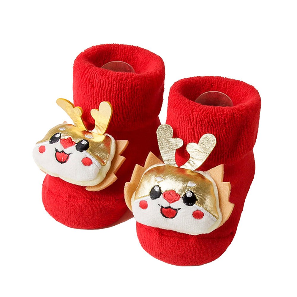 Golden Deer christmas themed Booties/Socks for Christmas Party, 0-12 months - Little Surprise BoxGolden Deer christmas themed Booties/Socks for Christmas Party, 0-12 months