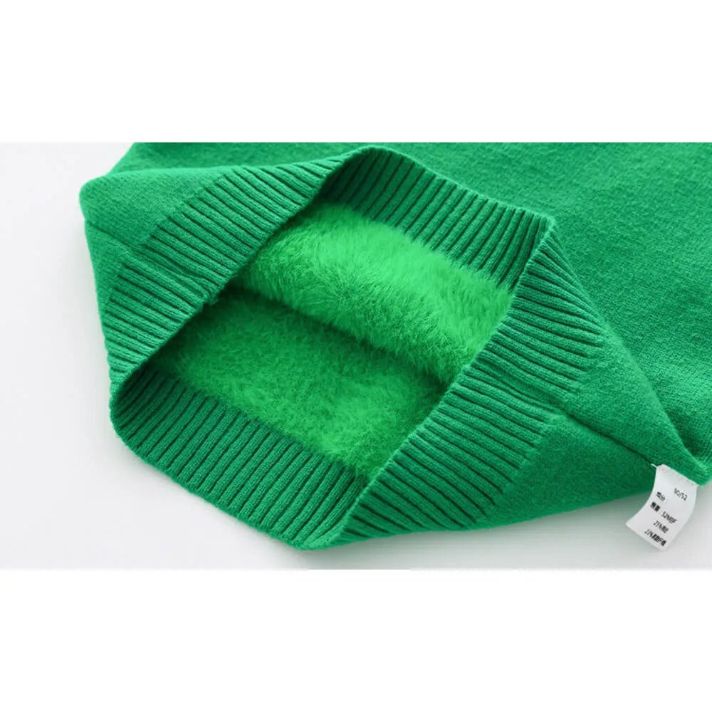 Green Cardigan Sweater Santa Monogram High Neck