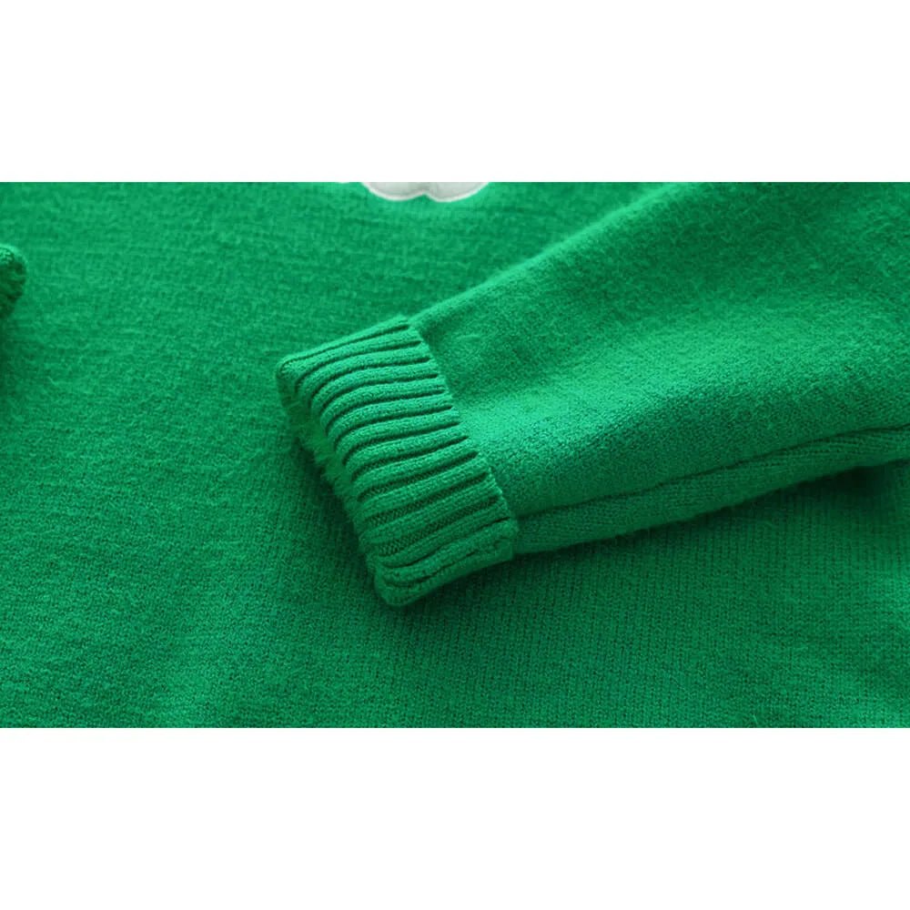 Green Cardigan Sweater Santa Monogram High Neck