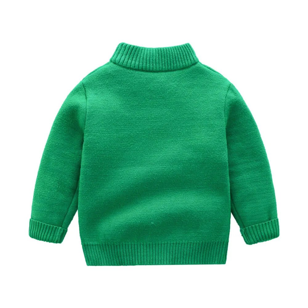 Green Cardigan Sweater Santa Monogram High Neck