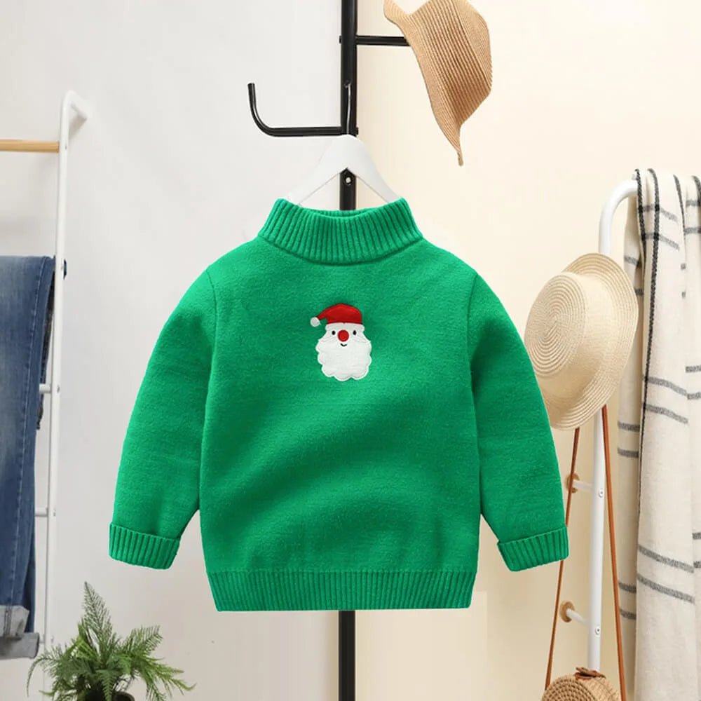 Green Cardigan Sweater Santa Monogram High Neck