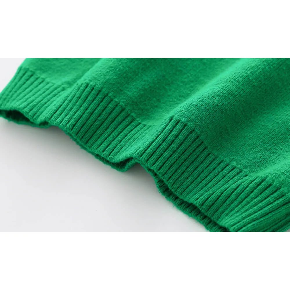 Green Cardigan Sweater Santa Monogram High Neck