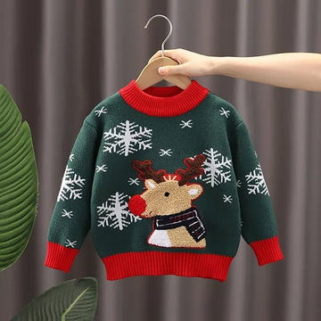 Green Flakes Reindeer Warmer, Cardigan & Christmas Sweater for Kids - Little Surprise BoxGreen Flakes Reindeer Warmer, Cardigan & Christmas Sweater for Kids