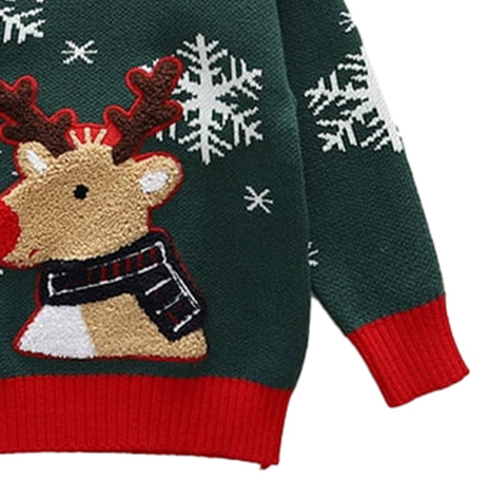 Green Flakes Reindeer Warmer, Cardigan & Christmas Sweater for Kids - Little Surprise BoxGreen Flakes Reindeer Warmer, Cardigan & Christmas Sweater for Kids