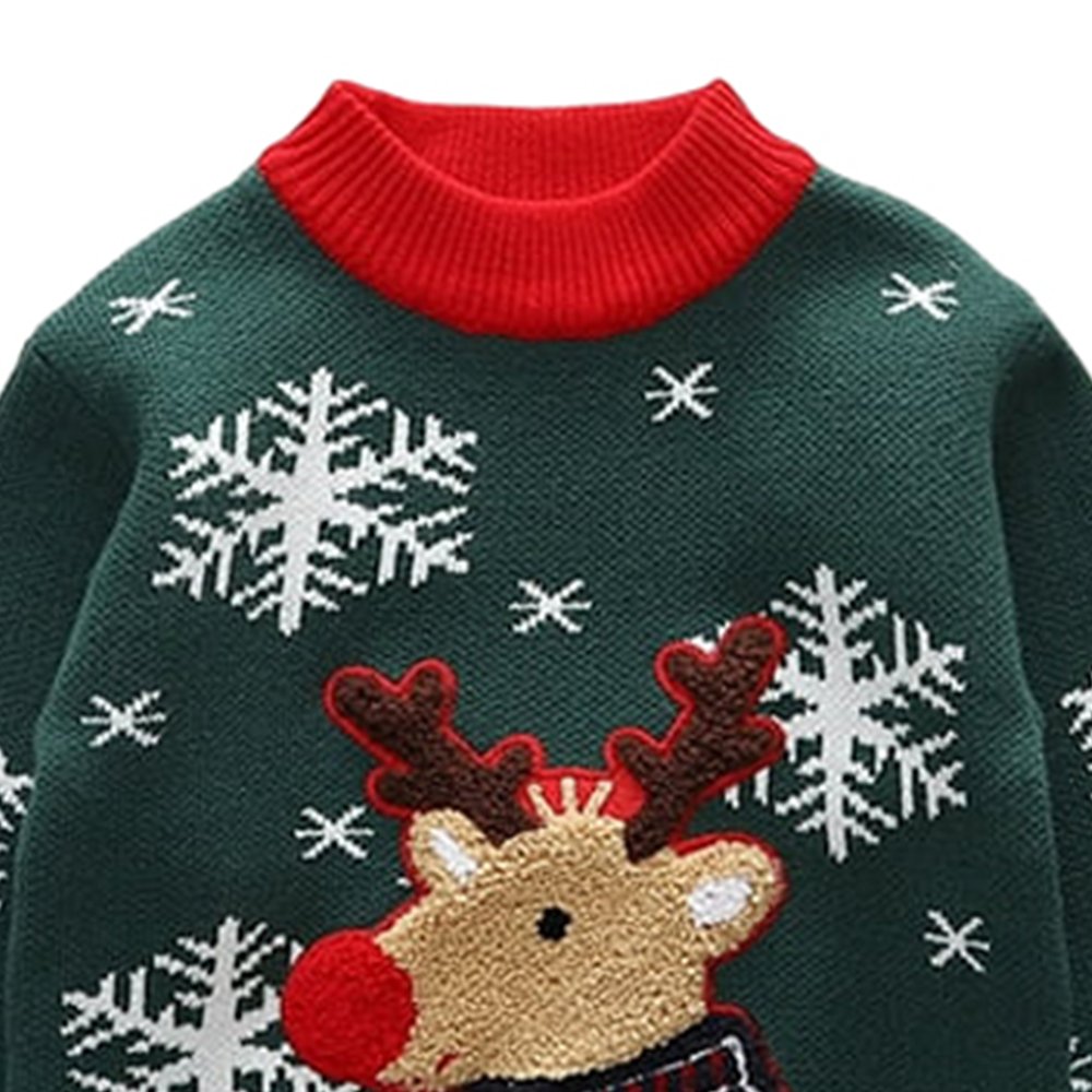 Green Flakes Reindeer Warmer, Cardigan & Christmas Sweater for Kids - Little Surprise BoxGreen Flakes Reindeer Warmer, Cardigan & Christmas Sweater for Kids