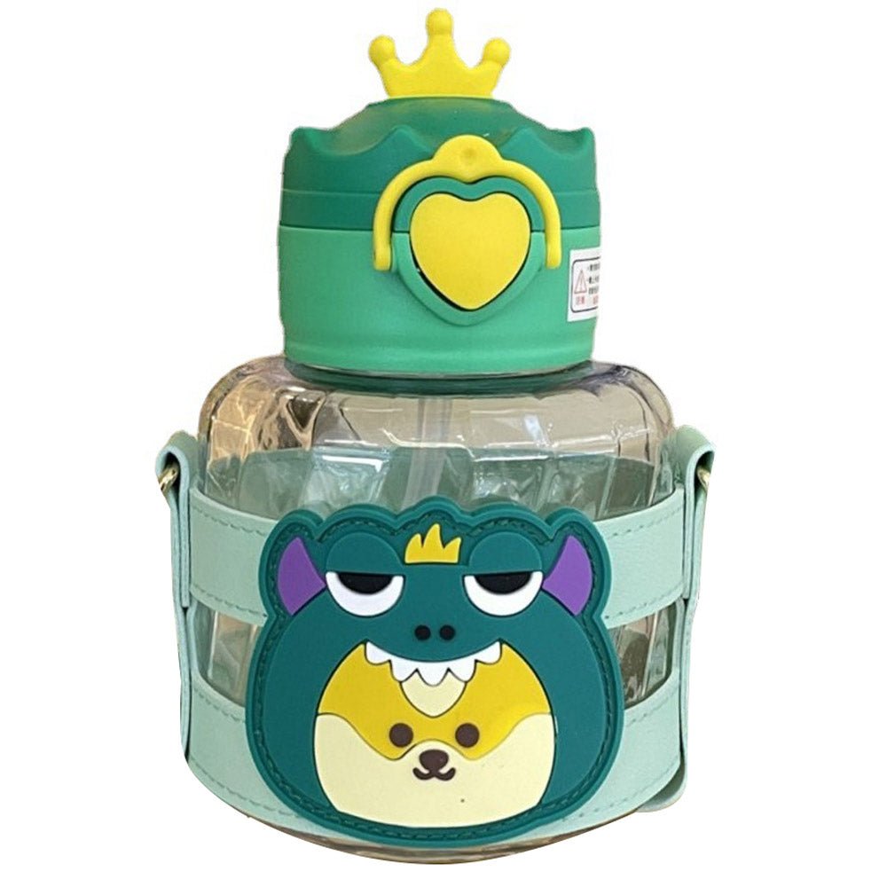 Green Frog with crown lid water bottle for Toddlers and Kids, 600ml - Little Surprise BoxGreen Frog with crown lid water bottle for Toddlers and Kids, 600ml