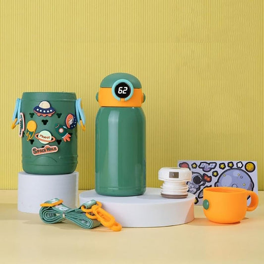 Green Planet Fun Toy Trinkets theme temperature control Insulated Vacuum Flask Kids Stainless Steel Water Bottle with silicone cover and Thick Strap - Little Surprise BoxGreen Planet Fun Toy Trinkets theme temperature control Insulated Vacuum Flask Kids Stainless Steel Water Bottle with silicone cover and Thick Strap