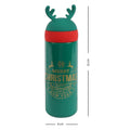 Green Reindeer Antler Stainless Steel sleek Christmas Water Bottle for Kids, 330 ml - Little Surprise BoxGreen Reindeer Antler Stainless Steel sleek Christmas Water Bottle for Kids, 330 ml