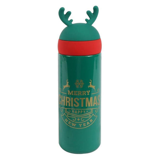 Green Reindeer Antler Stainless Steel sleek Christmas Water Bottle for Kids, 330 ml - Little Surprise BoxGreen Reindeer Antler Stainless Steel sleek Christmas Water Bottle for Kids, 330 ml