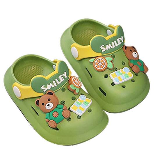 Green & Yellow Bear, Slip on  Clogs, Summer/Monsoon/ Beach Footwear for Toddlers and Kids, Unisex
