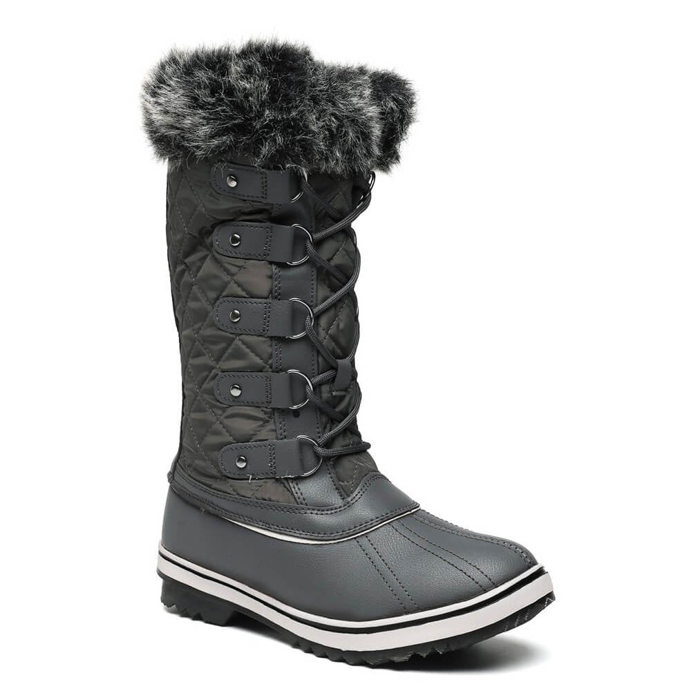 Grey Criss Cross Women Winter/Snow Boots