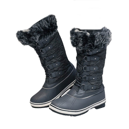 Grey Criss Cross Women Winter/Snow Boots