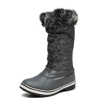 Grey Criss Cross Women Winter/Snow Boots