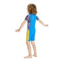 Half Sleeves Kids Swimwear Sky Blue & Yellow Sunshine Printed Knee Length, with UPF 50+ - Little Surprise BoxHalf Sleeves Kids Swimwear Sky Blue & Yellow Sunshine Printed Knee Length, with UPF 50+