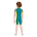 Half Sleeves Kids Swimwear Yellow & Green Palm Leaves Printed Sleeves, Knee Length with UPF 50+ - Little Surprise BoxHalf Sleeves Kids Swimwear Yellow & Green Palm Leaves Printed Sleeves, Knee Length with UPF 50+