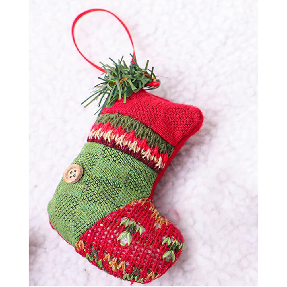 Handmade Woven Stockings Shape Christmas Tree Ornament