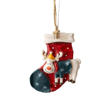 Hanging Gifts Stockings & Reindeer Christmas Tree Decorations & Ornaments, Resin