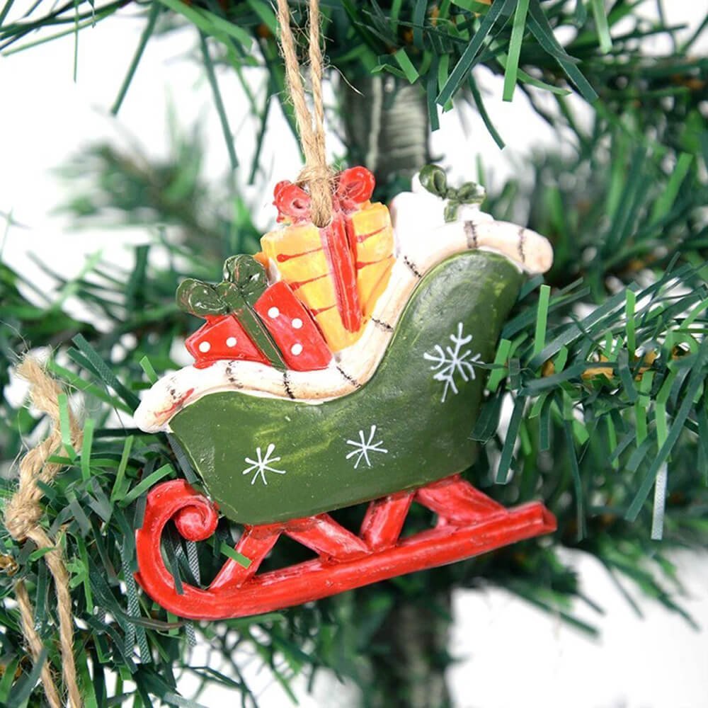 Hanging Gifts with Sledge Christmas Tree Decorations & Ornaments, Resin