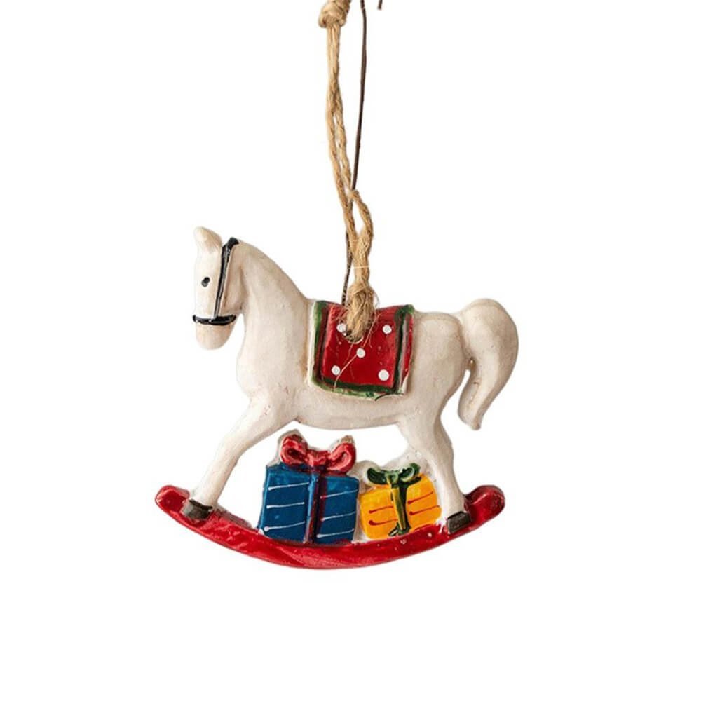 Hanging Rocking Horse Christmas Tree Decorations & Ornaments, Resin