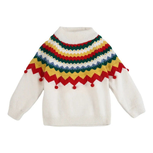 Ivory Multi Colour Xmas Baubles Pompom Style Warmer Cardigan & Christmas Sweater for toddlers & Kids - Little Surprise BoxIvory Multi Colour Xmas Baubles Pompom Style Warmer Cardigan & Christmas Sweater for toddlers & Kids